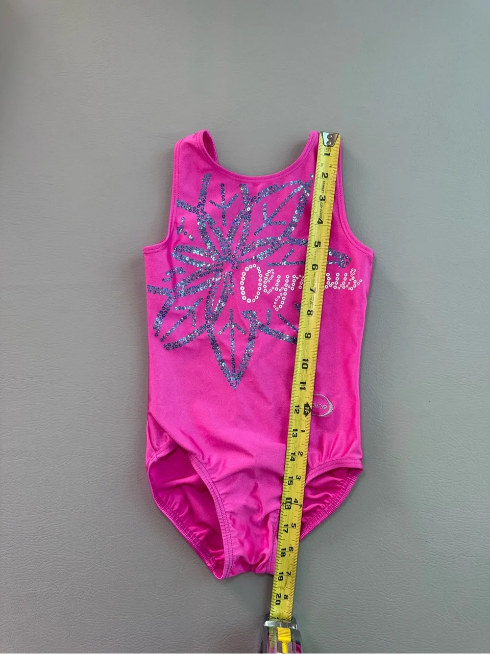 Ozone Sequin Neon Pink Leotard size Youth Medium YM with Flower and Olympus